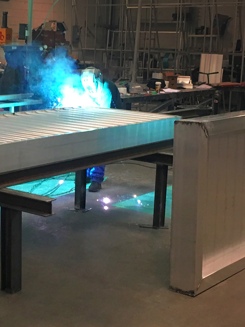 Welding Metal Awnings at Awning Partners manufacturing Group